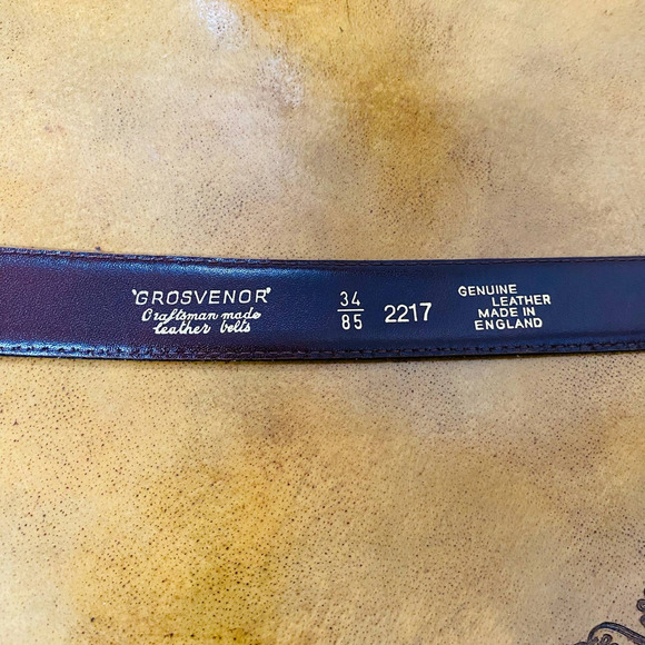 Grosvenor Pebbled Leather Brown Simple Classic Belt Made in England Belt Size 34 - Picture 2 of 4